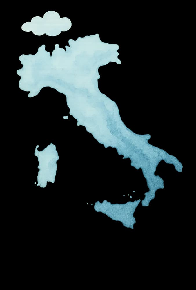 Mappa dell'Italia in acquerello