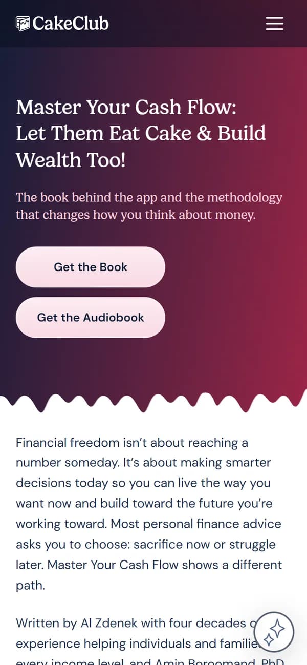 Pagina del libro CakeClub su smartphone