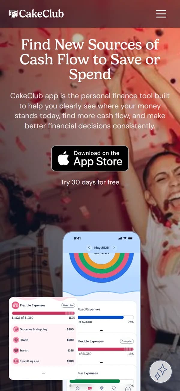 Home del sito CakeClub su smartphone