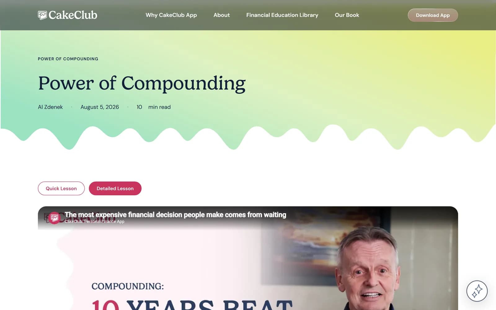 Lezione Power of Compounding con il selettore tra versione Quick e Detailed