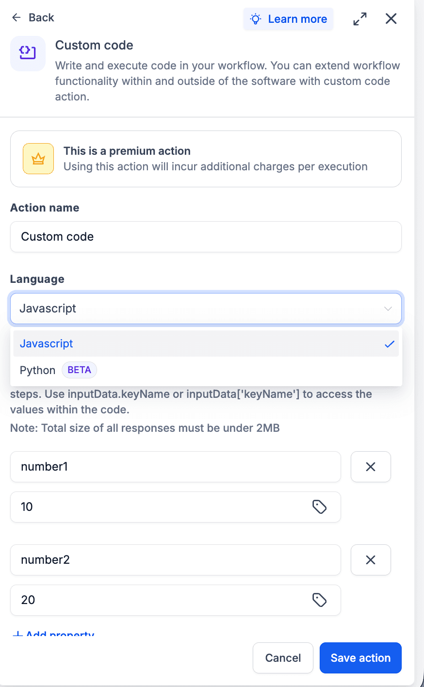 Novità: ora puoi usare Python nell'azione Codice Personalizzato