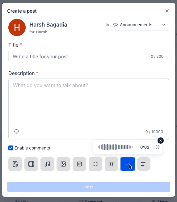 Community: ora puoi usare le note vocali nei post e nei commenti